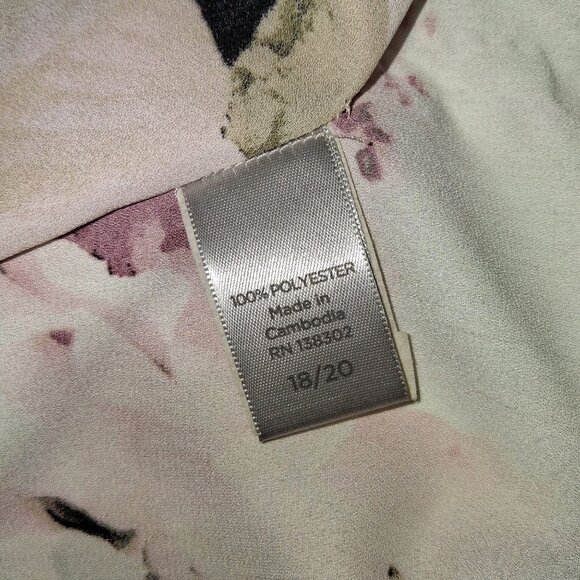 Pink Floral Black Border Blouse Poncho Beach Coverup Batwings Top Sz 18-20 - Picture 6 of 8